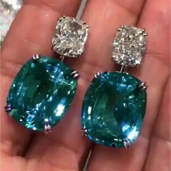 Sterling Silver Diamond Drop Earrings - Picture 1 of 5